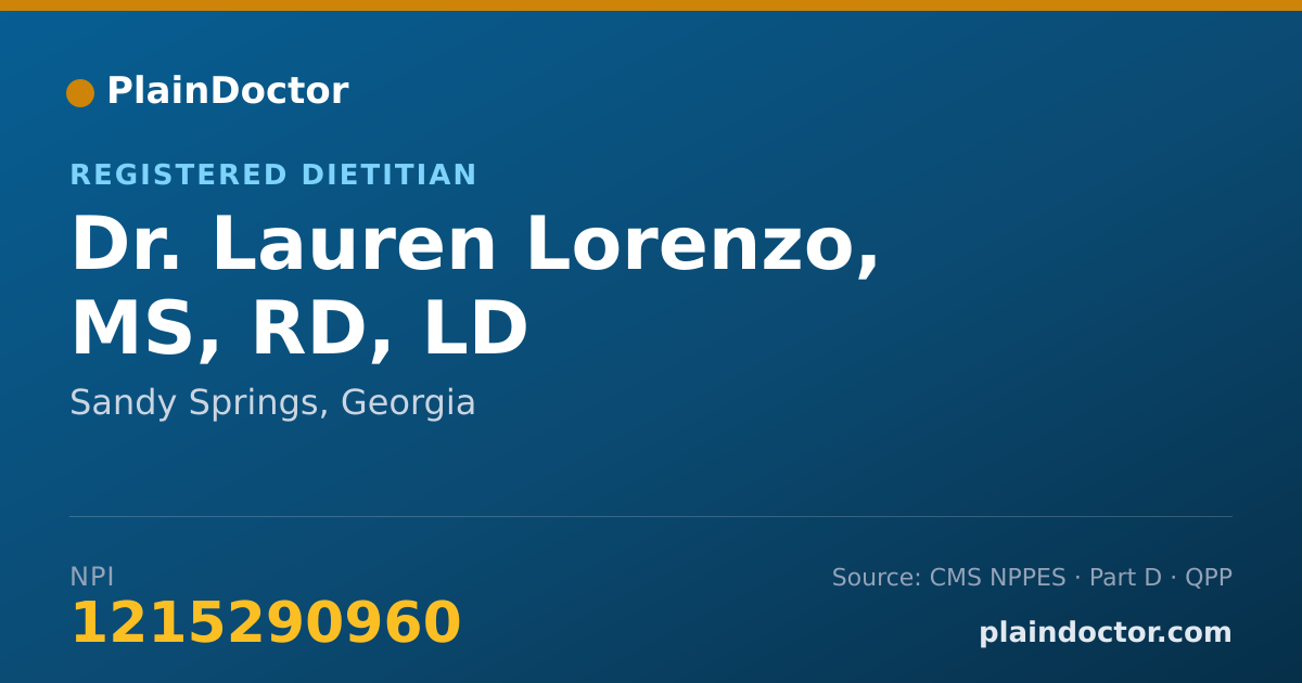 Shareable card for Lauren Lorenzo, MS, RD, LD - Registered Dietitian, Sandy Springs, GA