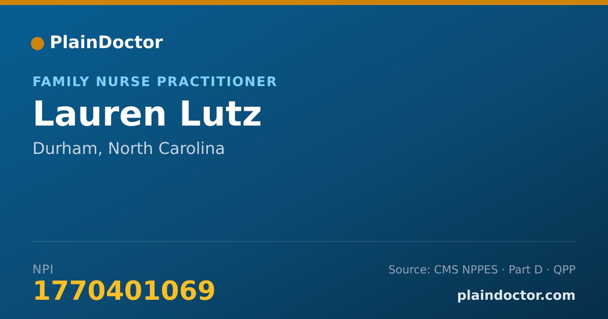 Shareable card for Lauren Lutz - Family Nurse Practitioner, Durham, NC
