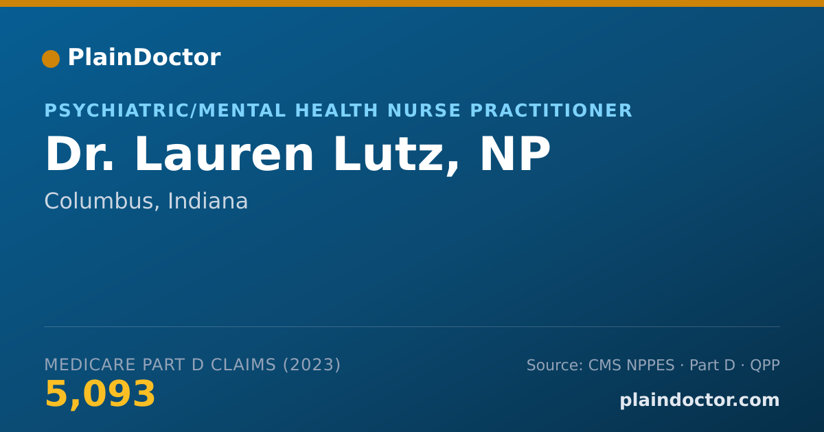 Shareable card for Lauren Lutz, NP - Psychiatric/Mental Health Nurse Practitioner, Columbus, IN