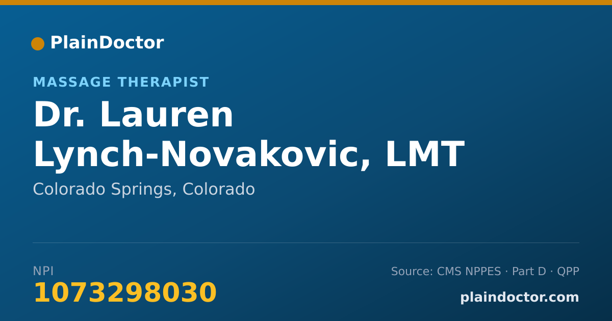 Shareable card for Lauren Lynch-Novakovic, LMT - Massage Therapist, Colorado Springs, CO