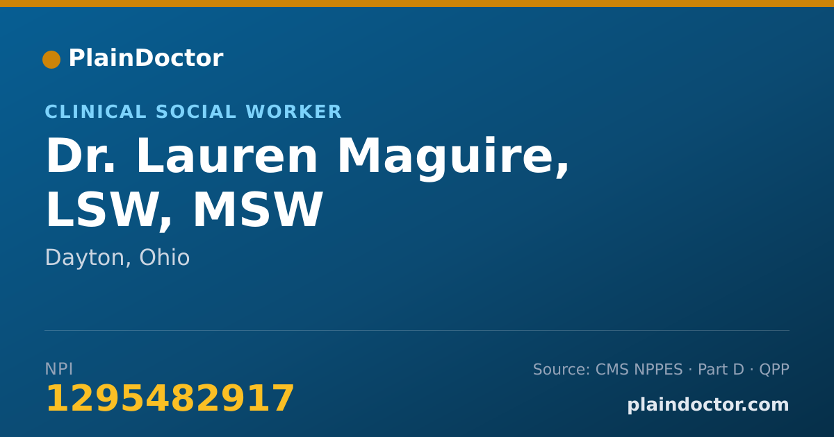 Shareable card for Lauren Maguire, LSW, MSW - Clinical Social Worker, Dayton, OH