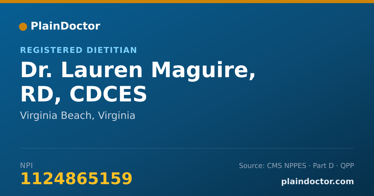 Shareable card for Lauren Maguire, RD, CDCES - Registered Dietitian, Virginia Beach, VA