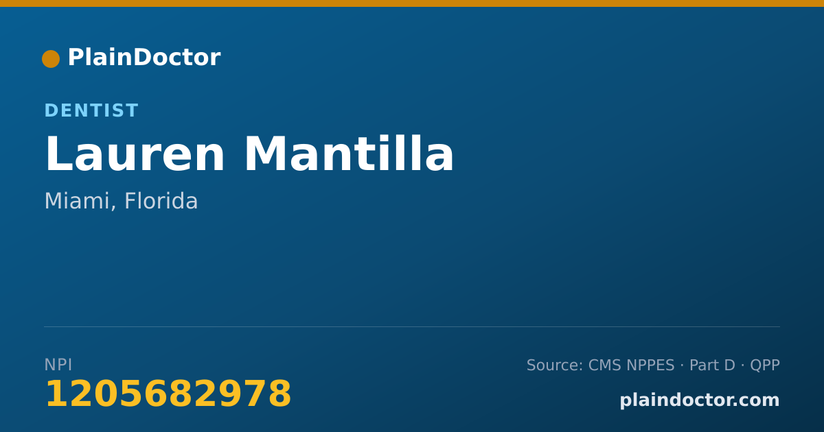 Shareable card for Lauren Mantilla - Dentist, Miami, FL