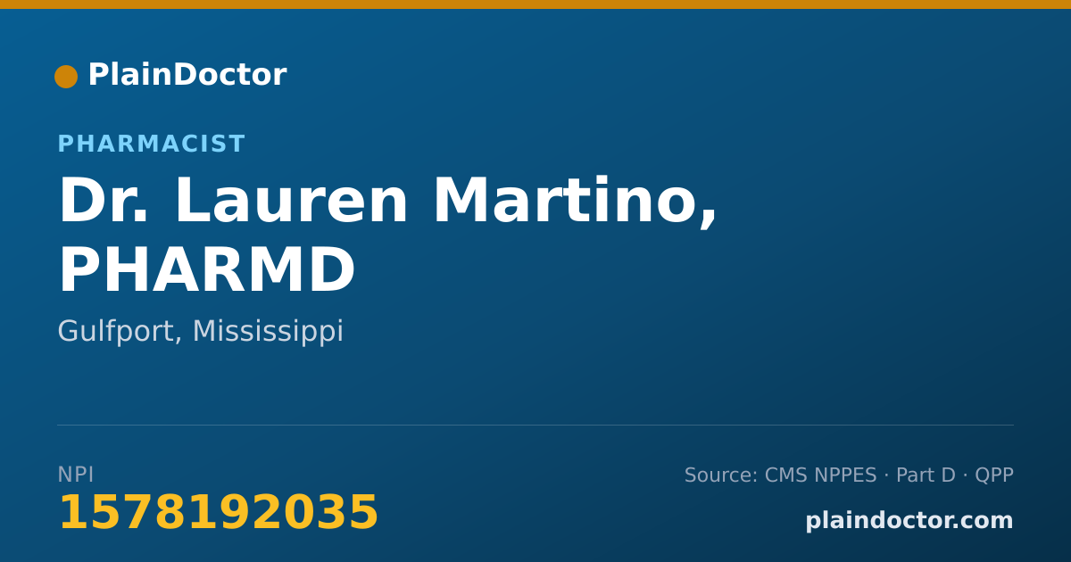 Shareable card for Lauren Martino, PHARMD - Pharmacist, Gulfport, MS