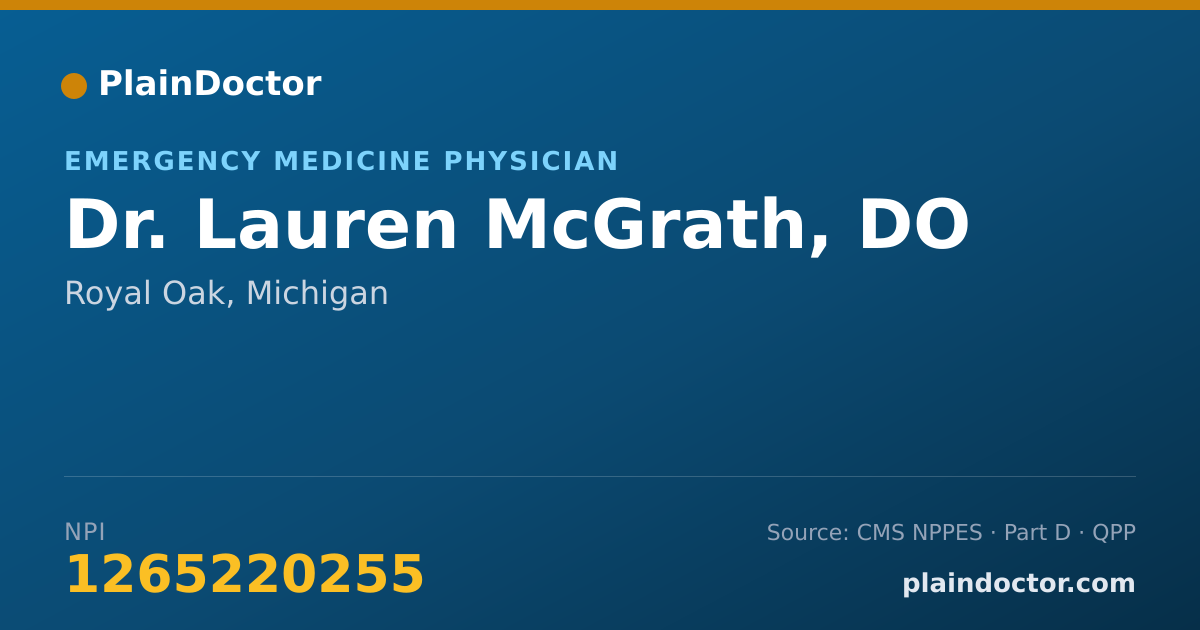 Shareable card for Lauren McGrath, DO - Emergency Medicine Physician, Royal Oak, MI