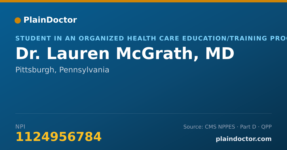 Shareable card for Lauren McGrath, MD - Student in an Organized Health Care Education/Training Program, Pittsburgh, PA