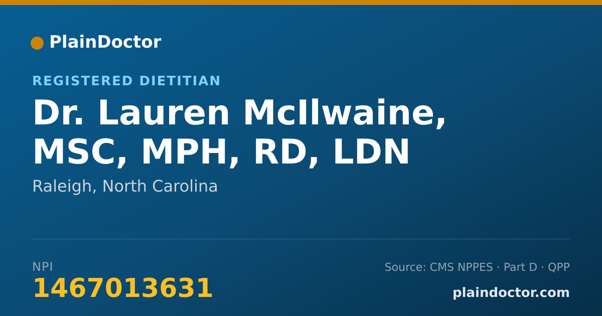 Shareable card for Lauren McIlwaine, MSC, MPH, RD, LDN - Registered Dietitian, Raleigh, NC