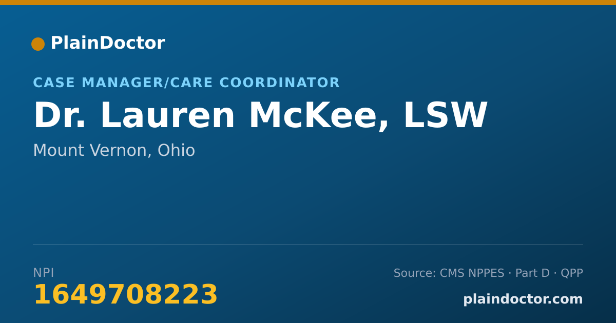 Shareable card for Lauren McKee, LSW - Case Manager/Care Coordinator, Mount Vernon, OH