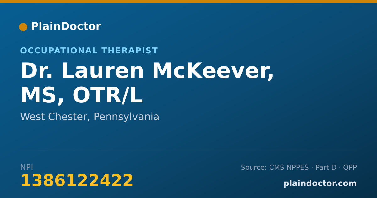 Shareable card for Lauren McKeever, MS, OTR/L - Occupational Therapist, West Chester, PA