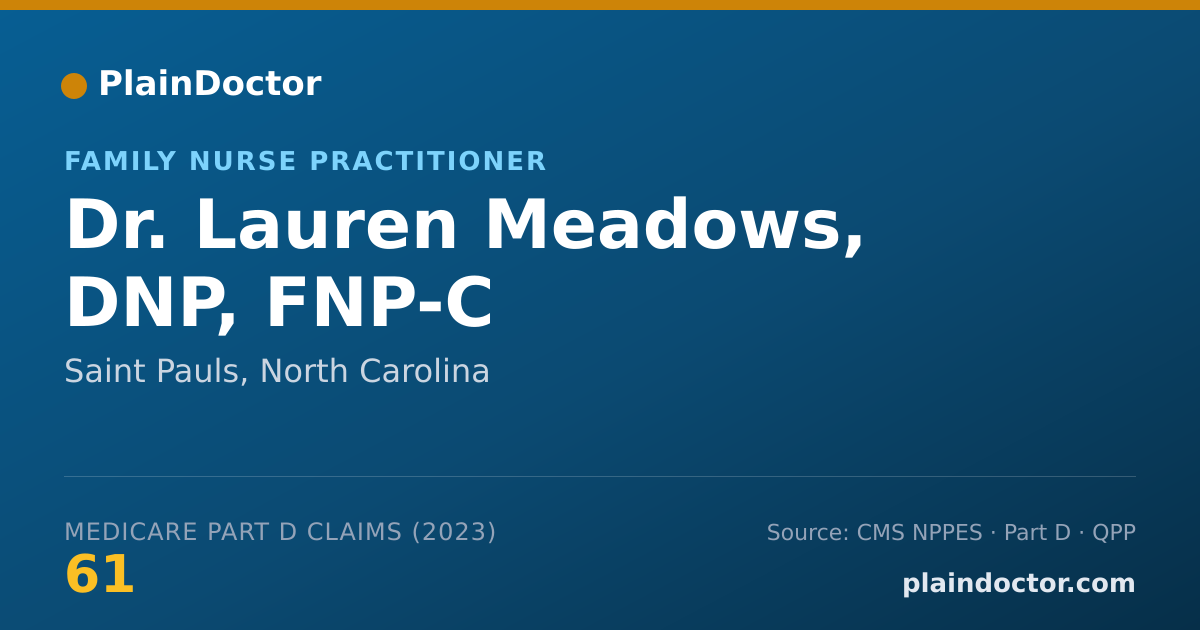 Shareable card for Lauren Meadows, DNP, FNP-C - Family Nurse Practitioner, Saint Pauls, NC