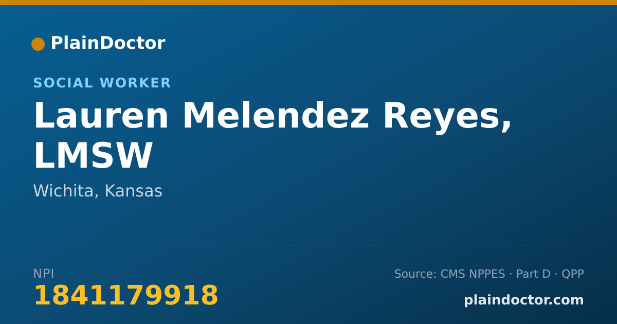 Shareable card for Lauren Melendez Reyes, LMSW - Social Worker, Wichita, KS