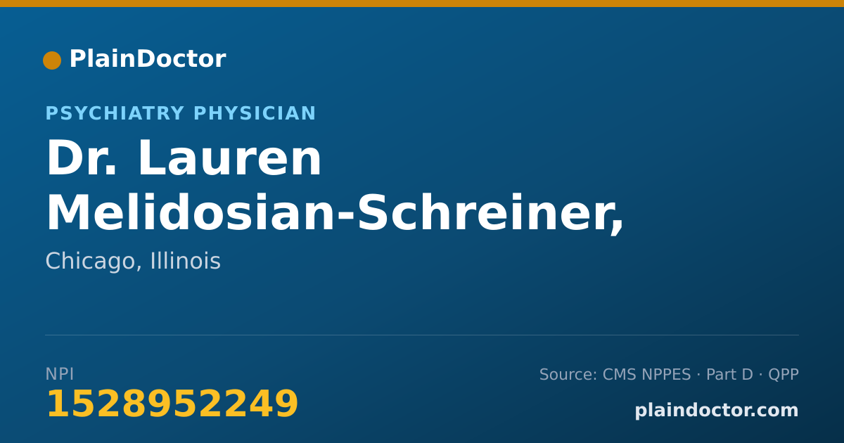 Shareable card for Lauren Melidosian-Schreiner, MD - Psychiatry Physician, Chicago, IL