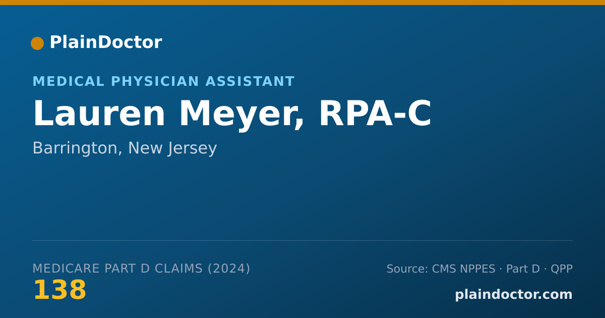 Shareable card for Lauren Meyer, RPA-C - Medical Physician Assistant, Barrington, NJ