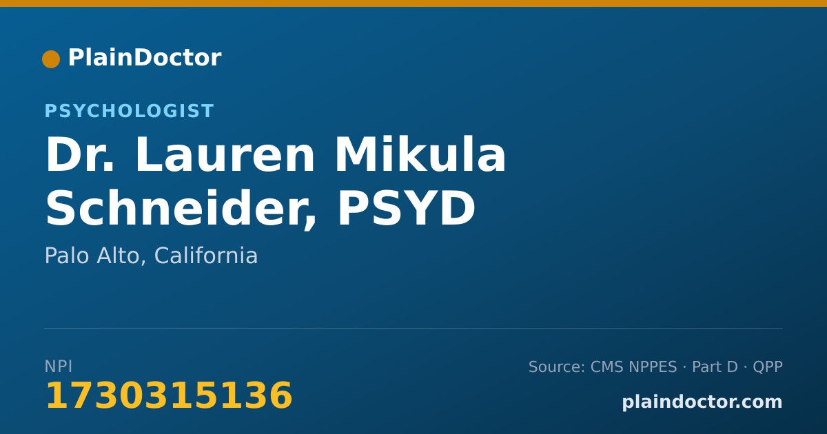 Shareable card for Lauren Mikula Schneider, PSYD - Psychologist, Palo Alto, CA