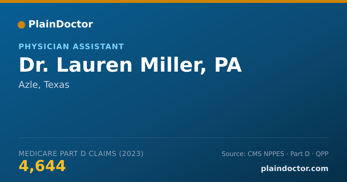 Shareable card for Lauren Miller, PA - Physician Assistant, Azle, TX