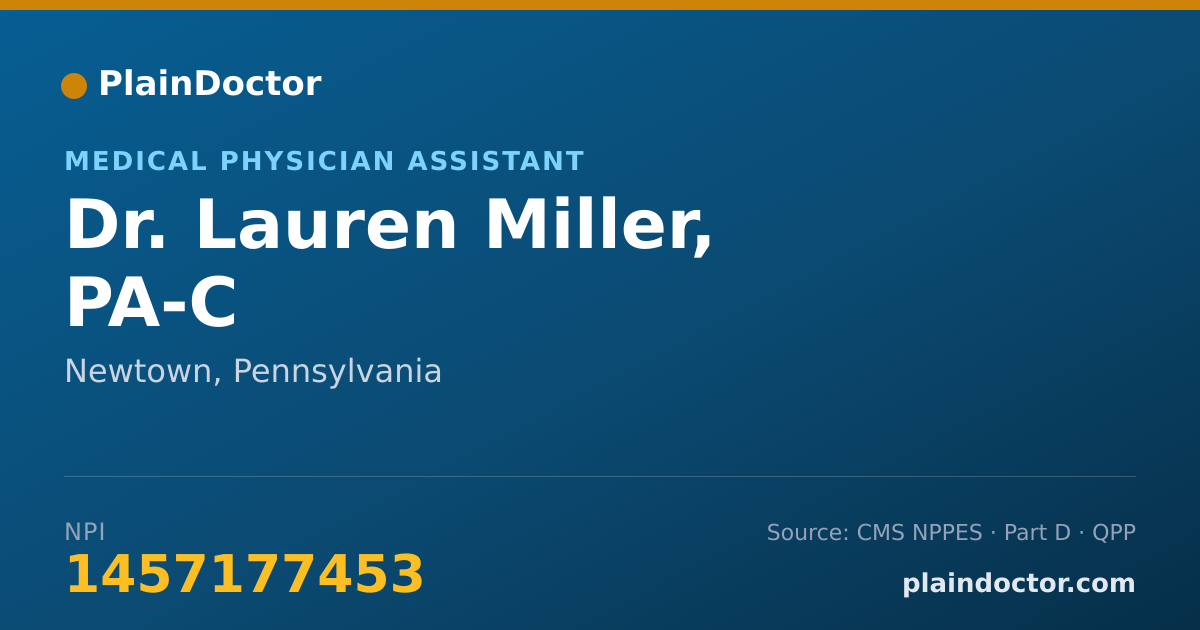 Shareable card for Lauren Miller, PA-C - Medical Physician Assistant, Newtown, PA