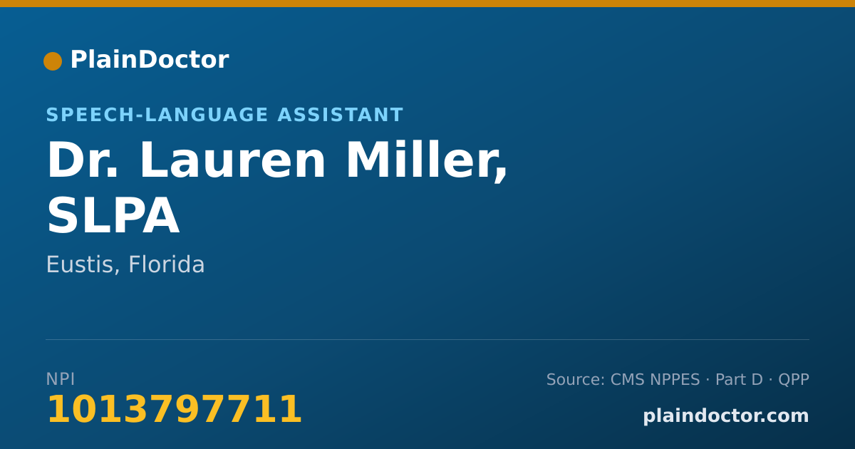 Shareable card for Lauren Miller, SLPA - Speech-Language Assistant, Eustis, FL
