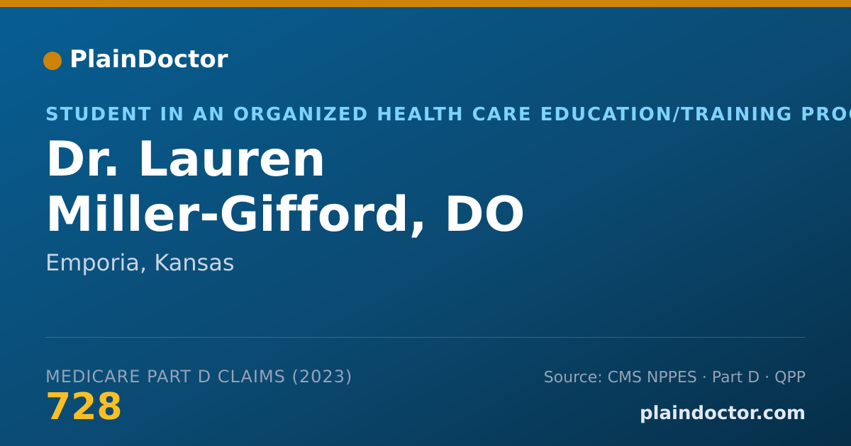 Shareable card for Lauren Miller-Gifford, DO - Student in an Organized Health Care Education/Training Program, Emporia, KS