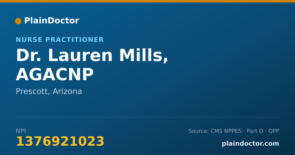Shareable card for Lauren Mills, AGACNP - Nurse Practitioner, Prescott, AZ