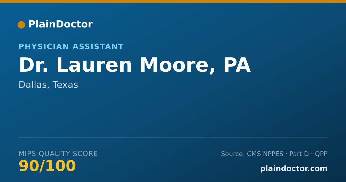 Shareable card for Lauren Moore, PA - Physician Assistant, Dallas, TX