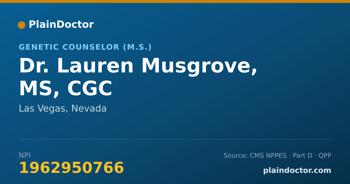 Shareable card for Lauren Musgrove, MS, CGC - Genetic Counselor (M.S.), Las Vegas, NV