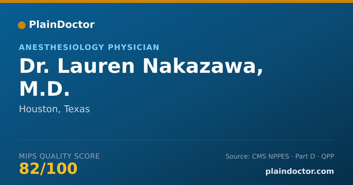 Shareable card for Lauren Nakazawa, M.D. - Anesthesiology Physician, Houston, TX