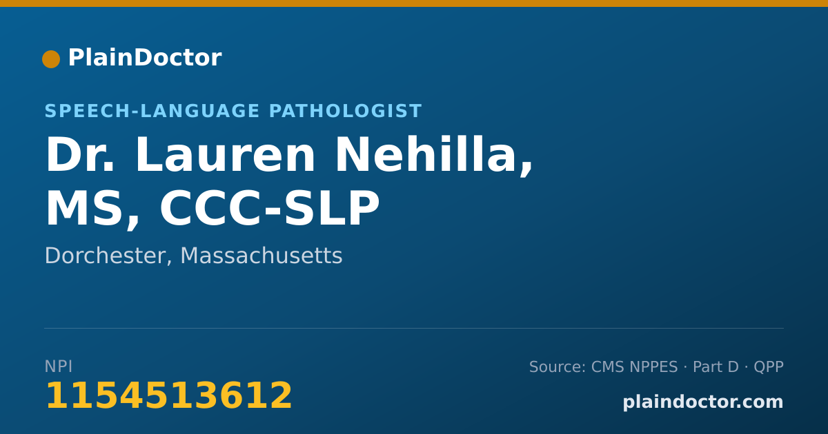 Shareable card for Lauren Nehilla, MS, CCC-SLP - Speech-Language Pathologist, Dorchester, MA