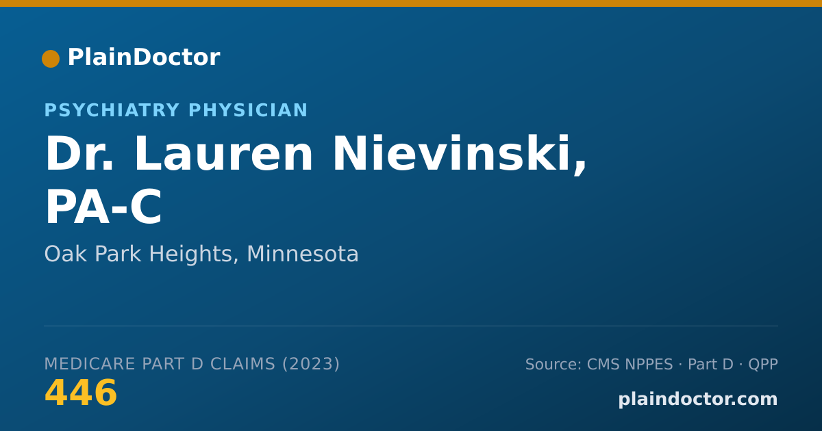 Shareable card for Lauren Nievinski, PA-C - Psychiatry Physician, Oak Park Heights, MN