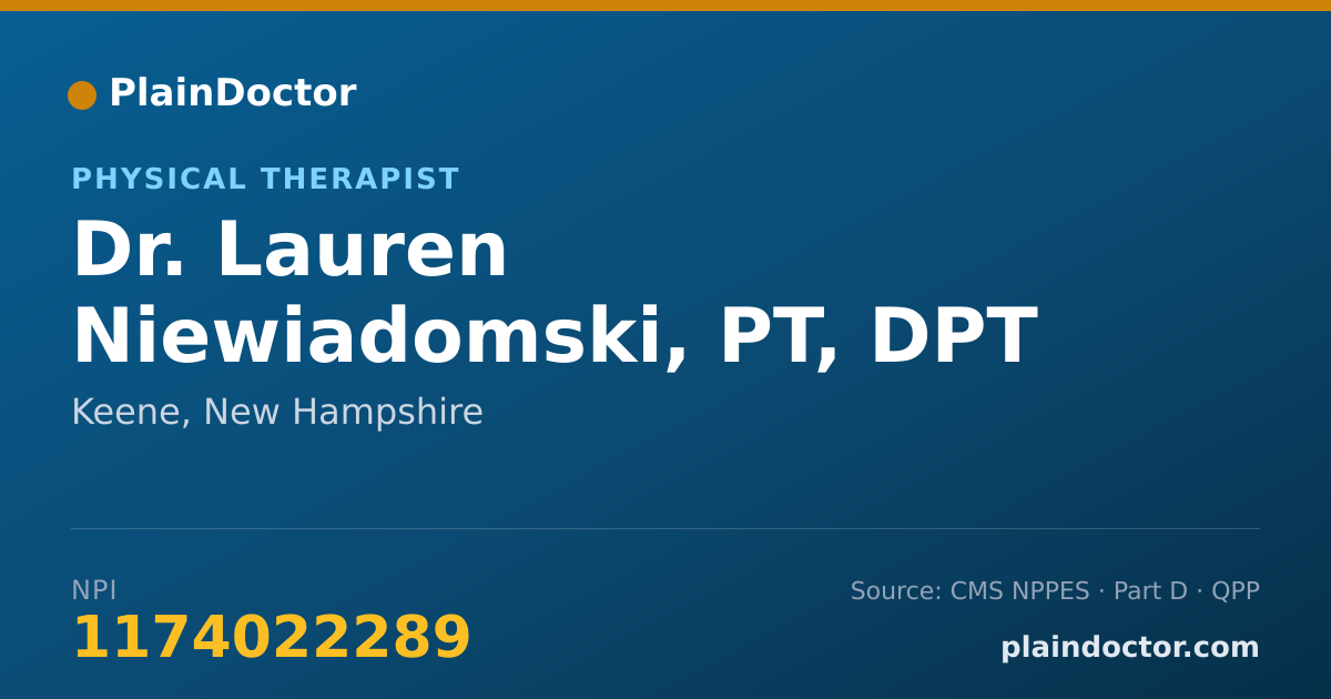 Shareable card for Lauren Niewiadomski, PT, DPT - Physical Therapist, Keene, NH