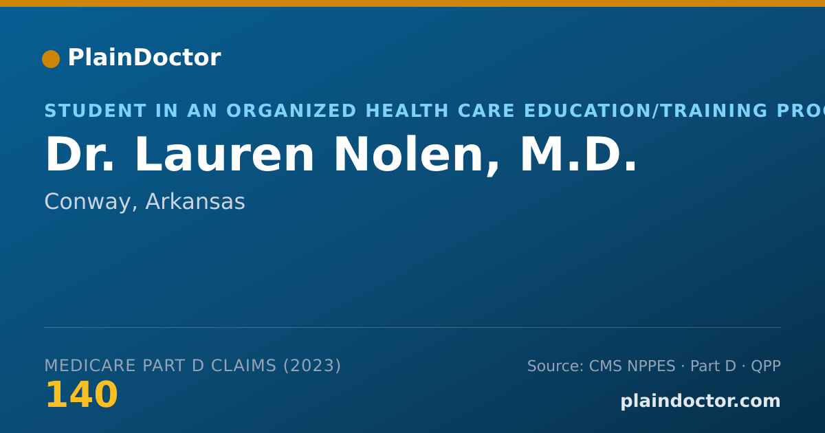 Shareable card for Lauren Nolen, M.D. - Student in an Organized Health Care Education/Training Program, Conway, AR