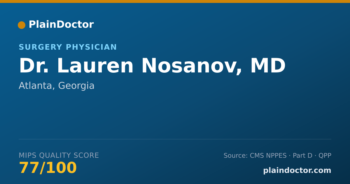 Shareable card for Lauren Nosanov, MD - Surgery Physician, Atlanta, GA