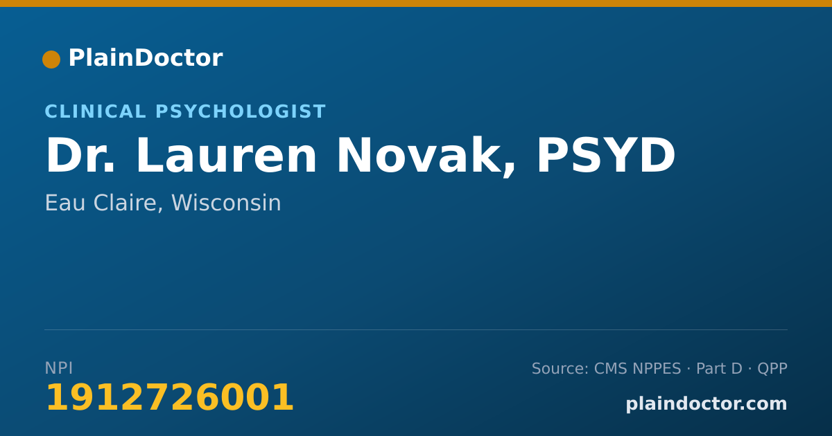 Shareable card for Lauren Novak, PSYD - Clinical Psychologist, Eau Claire, WI