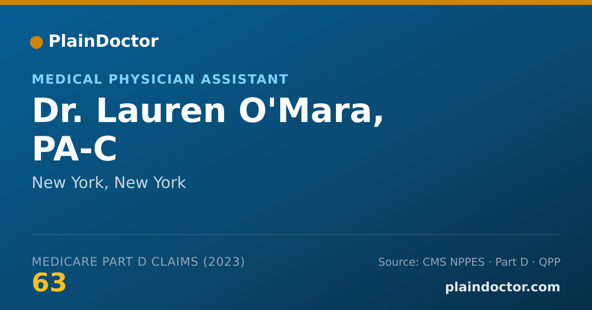 Shareable card for Lauren O'Mara, PA-C - Medical Physician Assistant, New York, NY