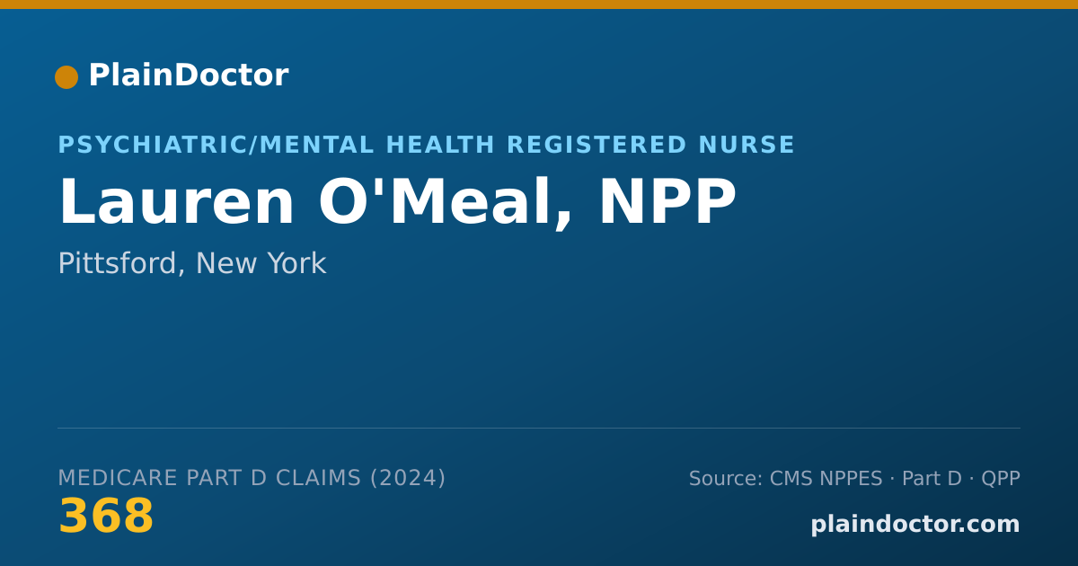 Shareable card for Lauren O'Meal, NPP - Psychiatric/Mental Health Nurse Practitioner, Pittsford, NY