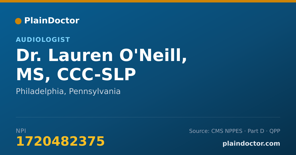 Shareable card for Lauren O'Neill, MS, CCC-SLP - Audiologist, Philadelphia, PA