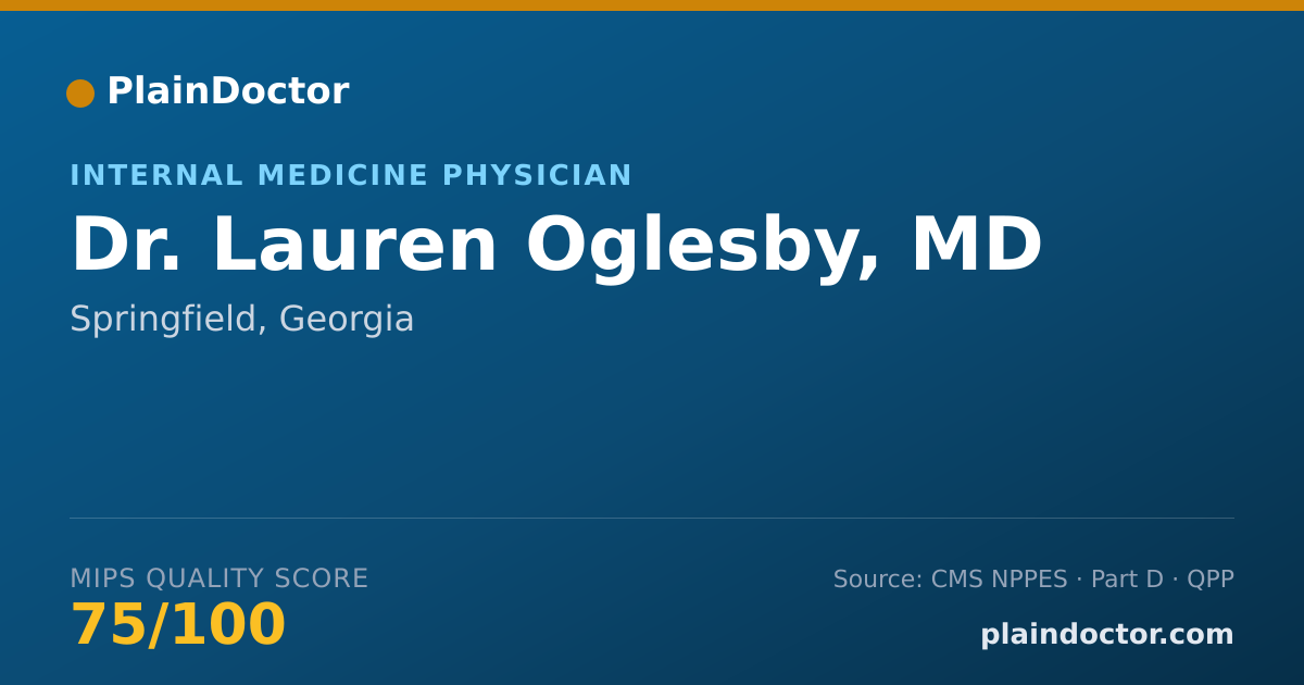 Shareable card for Lauren Oglesby, MD - Internal Medicine Physician, Springfield, GA