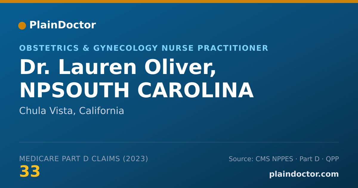 Shareable card for Lauren Oliver, NPSOUTH CAROLINA - Obstetrics & Gynecology Nurse Practitioner, Chula Vista, CA