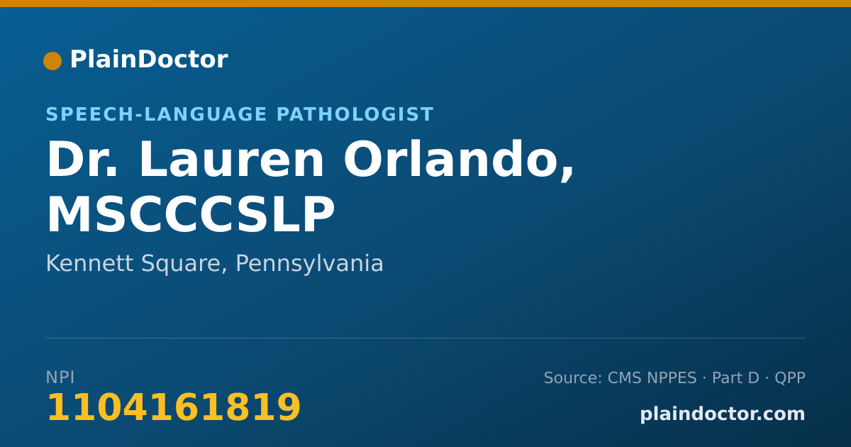 Shareable card for Lauren Orlando, MSCCCSLP - Speech-Language Pathologist, Kennett Square, PA