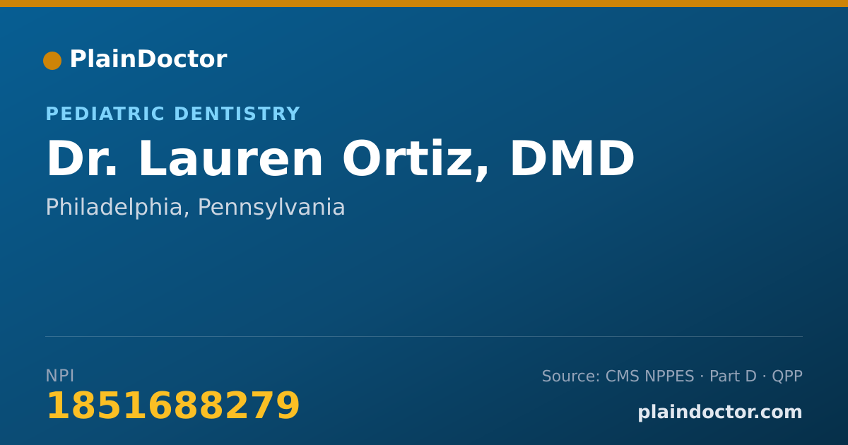 Shareable card for Lauren Ortiz, DMD - Pediatric Dentistry, Philadelphia, PA