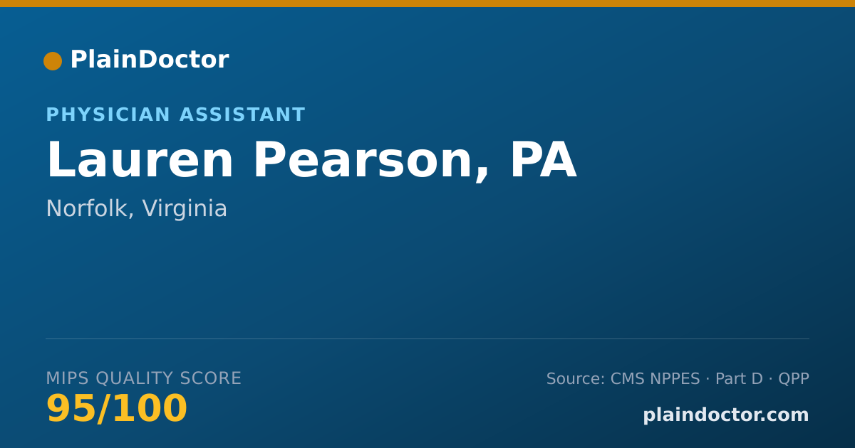 Shareable card for Lauren Pearson, PA - Student in an Organized Health Care Education/Training Program, Norfolk, VA