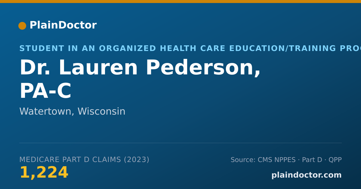 Shareable card for Lauren Pederson, PA-C - Student in an Organized Health Care Education/Training Program, Watertown, WI