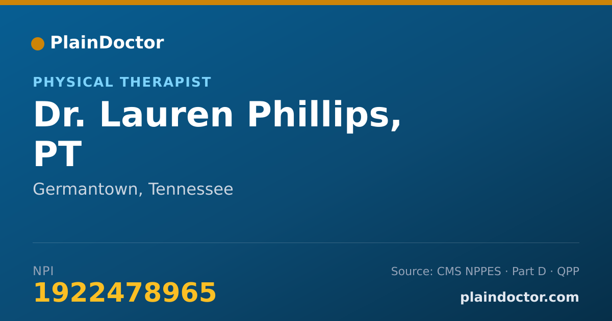 Shareable card for Lauren Phillips, PT - Physical Therapist, Germantown, TN