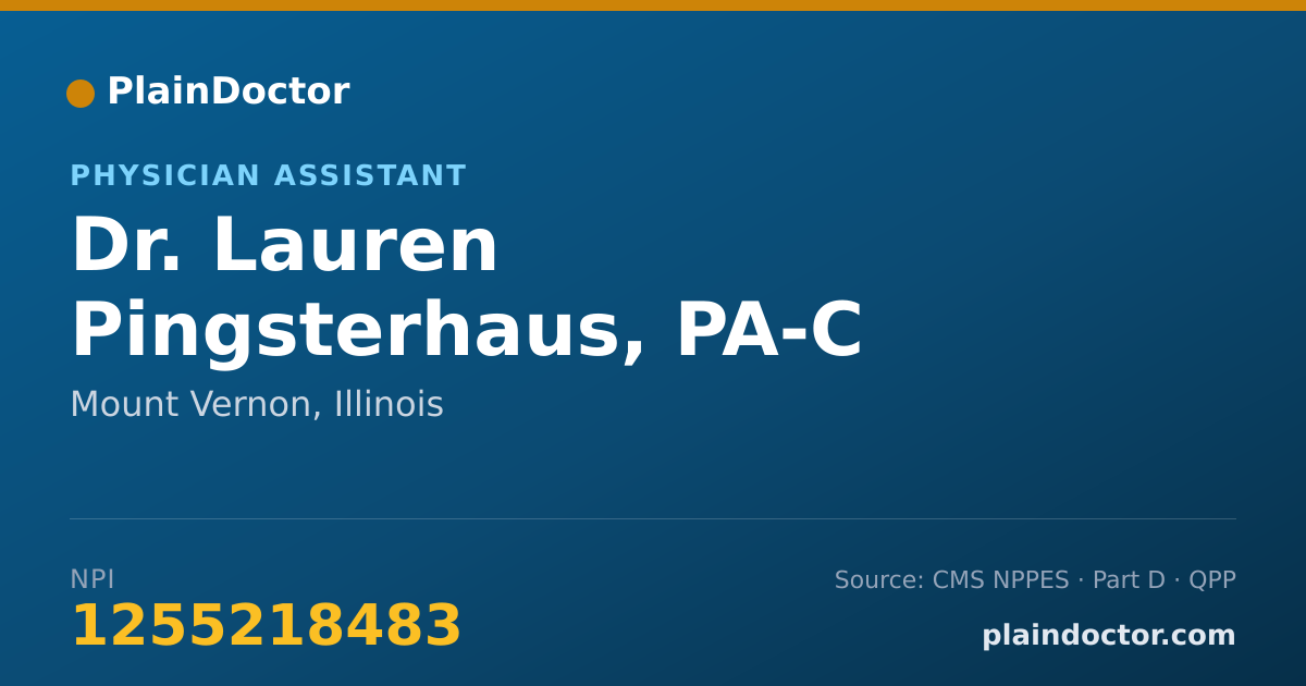 Shareable card for Lauren Pingsterhaus, PA-C - Physician Assistant, Mount Vernon, IL