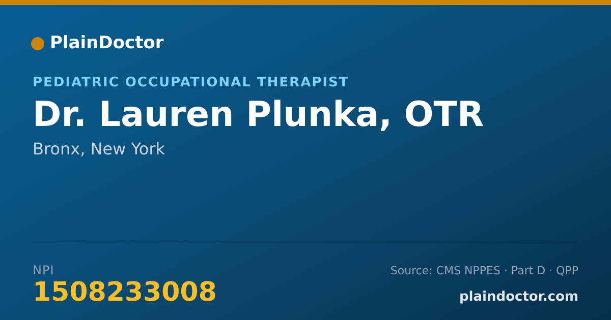 Shareable card for Lauren Plunka, OTR - Pediatric Occupational Therapist, Bronx, NY