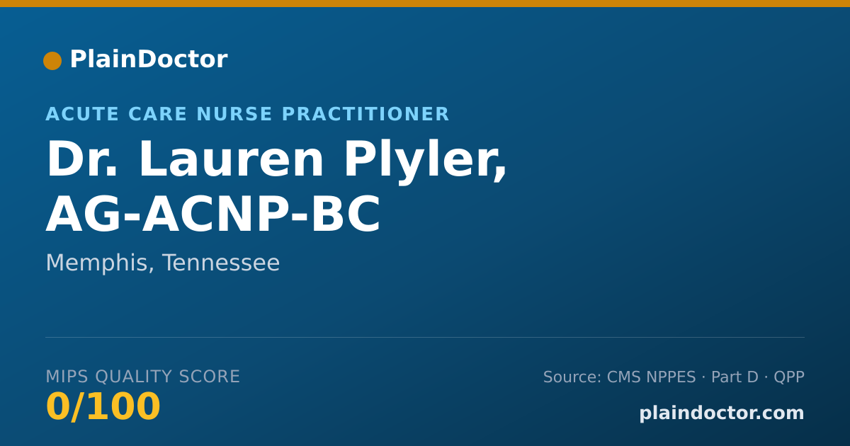 Shareable card for Lauren Plyler, AG-ACNP-BC - Acute Care Nurse Practitioner, Memphis, TN