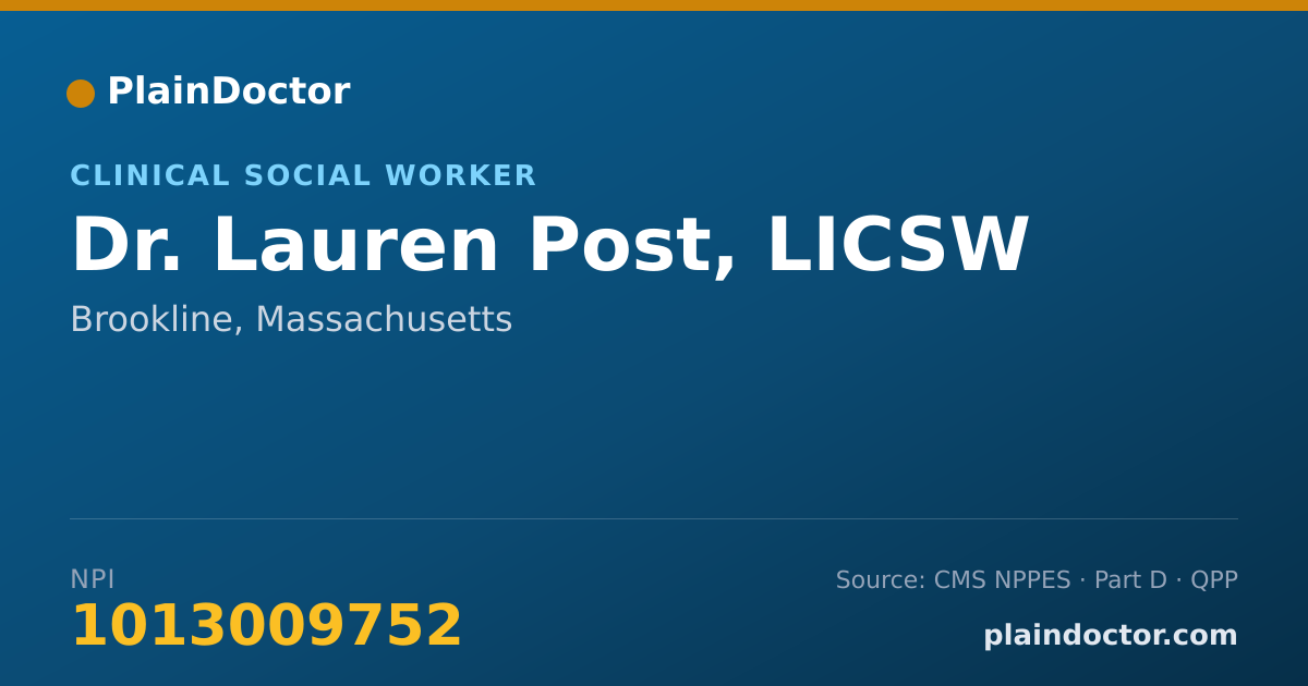 Shareable card for Lauren Post, LICSW - Clinical Social Worker, Brookline, MA