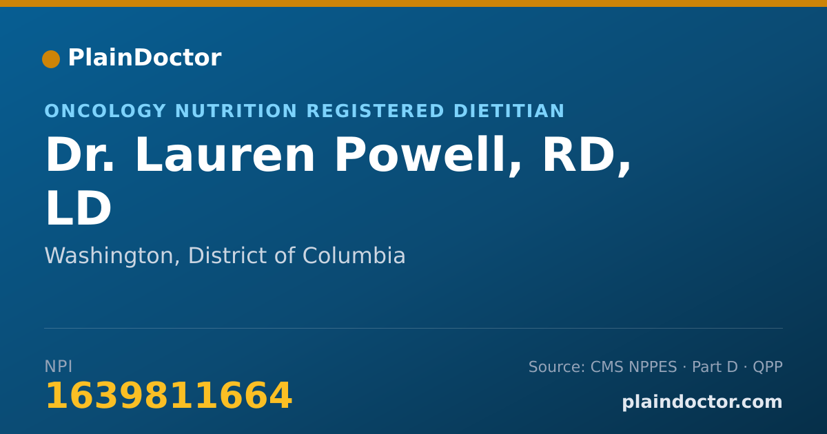 Shareable card for Lauren Powell, RD, LD - Oncology Nutrition Registered Dietitian, Washington, DC