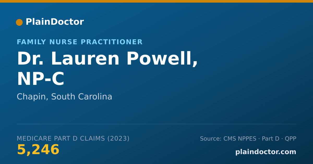 Shareable card for Lauren Powell, NP-C - Family Nurse Practitioner, Chapin, SC