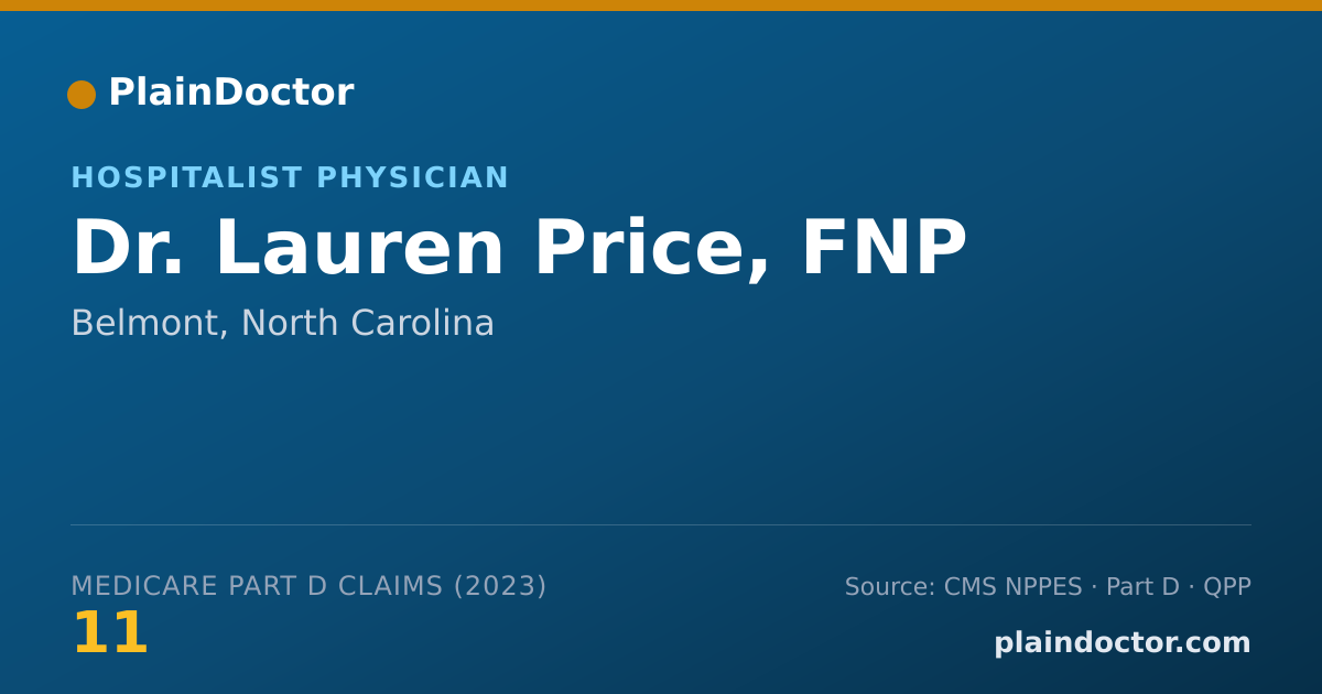 Shareable card for Lauren Price, FNP - Hospitalist Physician, Belmont, NC