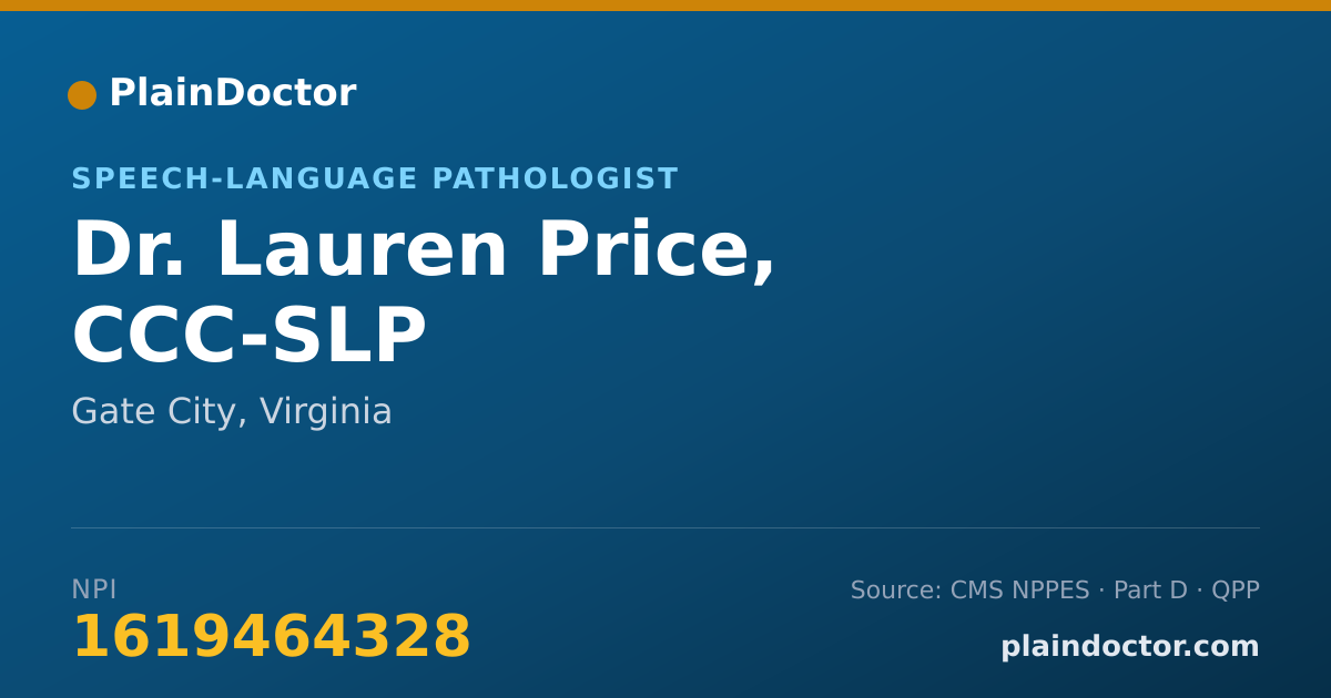 Shareable card for Lauren Price, CCC-SLP - Speech-Language Pathologist, Gate City, VA
